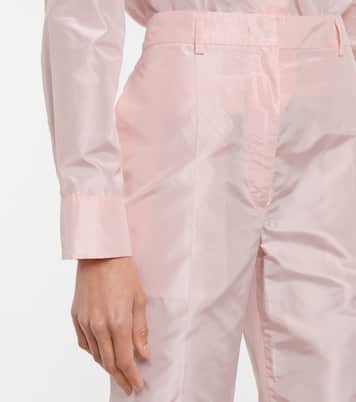 High-rise straight silk taffeta pants | Prada