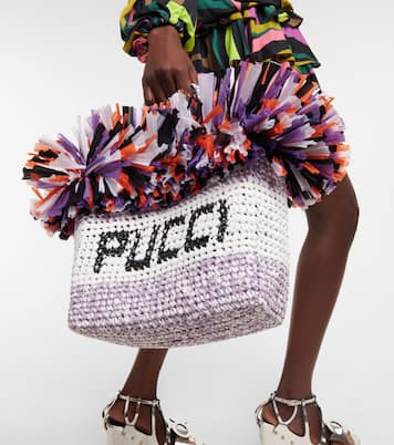Logo Small raffia-trimmed tote | Pucci