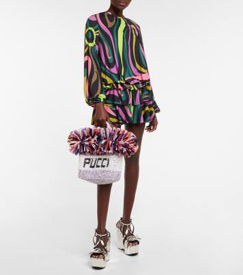 Logo Small raffia-trimmed tote | Pucci