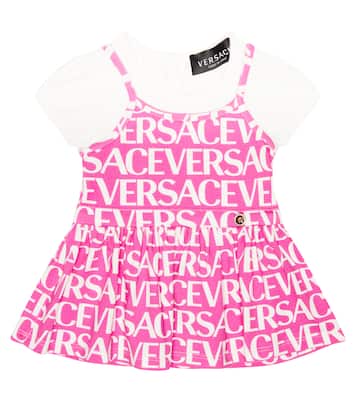 Baby logo cotton-blend jersey dress | Versace Kids