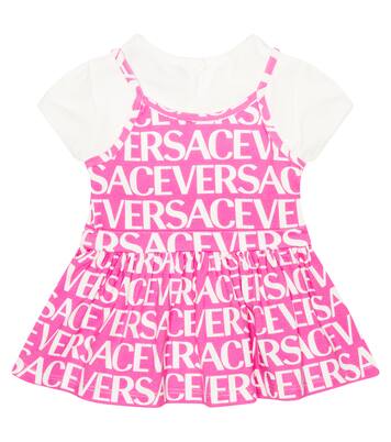 Baby logo cotton-blend jersey dress | Versace Kids