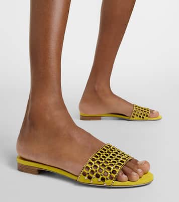 Verzierte Pantoletten aus Veloursleder | Rene Caovilla