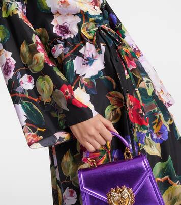 Robe chemise en satin de soie à fleurs | Dolce&Gabbana