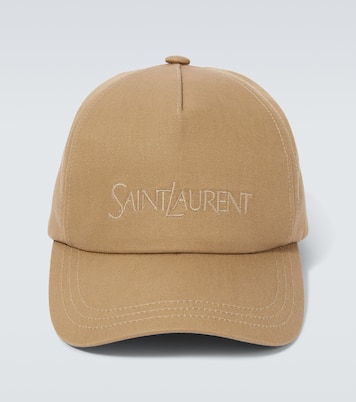 Logo cotton and linen gabardine baseball cap | Saint Laurent