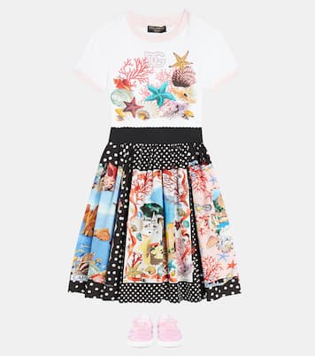 Capri printed cotton poplin skirt | Dolce&Gabbana Kids