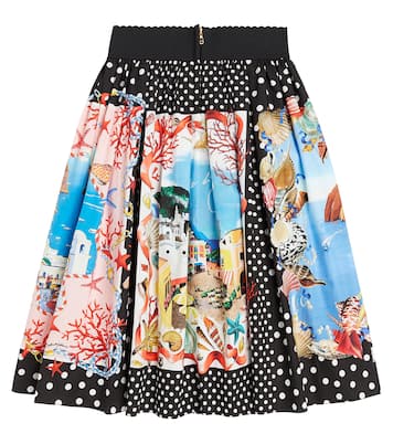 Capri printed cotton poplin skirt | Dolce&Gabbana Kids
