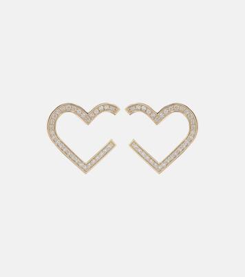 Ohrringe Heart aus 14kt Gelbgold mit Diamanten | Sydney Evan