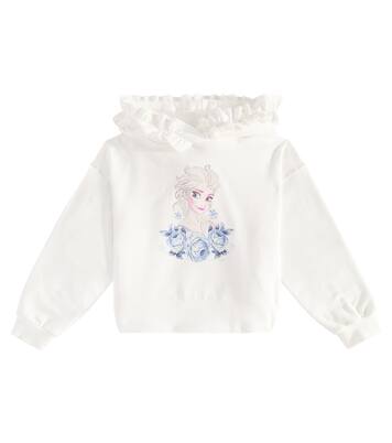 Ruched cotton-blend hoodie | Monnalisa