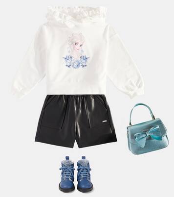 Ruched cotton-blend hoodie | Monnalisa