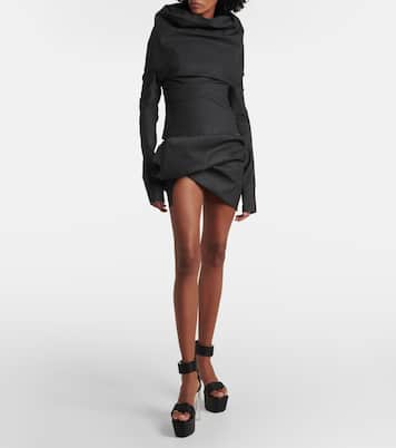 Minifalda drapeada de mezcla de algodón | Rick Owens