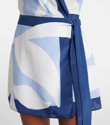 Robe portefeuille Portia imprimée en satin de soie | SIR