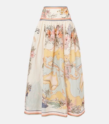 Falda larga Tallow de lino estampado | Zimmermann