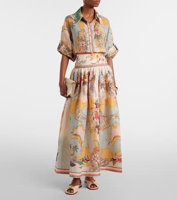 Falda larga Tallow de lino estampado | Zimmermann