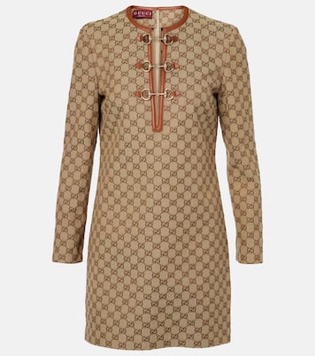 Vestido corto de lona GG con Horsebit | Gucci