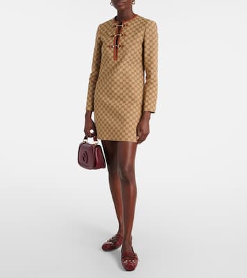Vestido corto de lona GG con Horsebit | Gucci