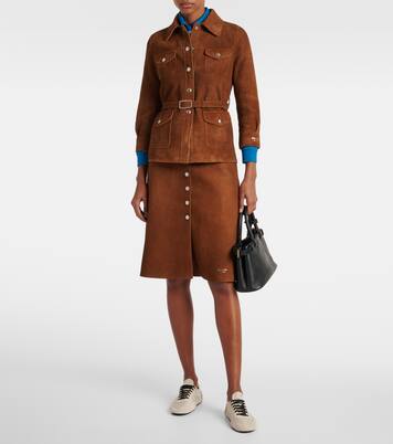 Belted suede midi skirt | Prada