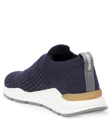 Knitted suede-trimmed sneakers | Brunello Cucinelli Kids