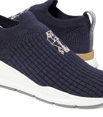 Knitted suede-trimmed sneakers | Brunello Cucinelli Kids