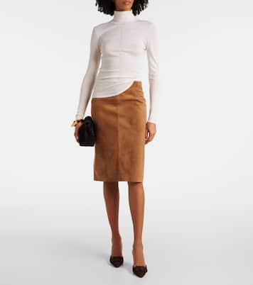 Bleistiftrock Lady aus Veloursleder | Nour Hammour