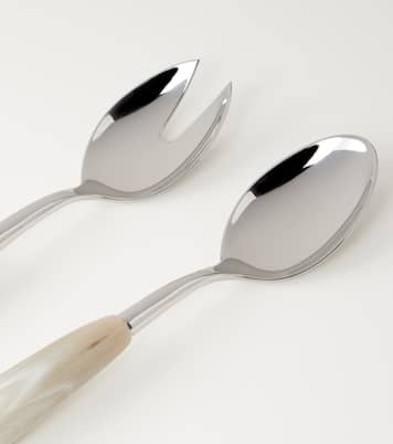Horn and stainless steel salad serving set | Brunello Cucinelli