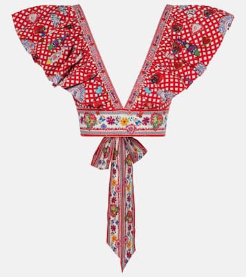 Printed ruffled cotton top | Camilla