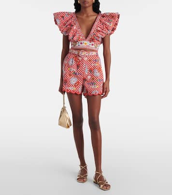 Printed ruffled cotton top | Camilla