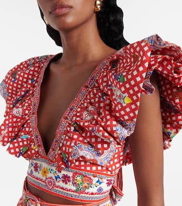Printed ruffled cotton top | Camilla