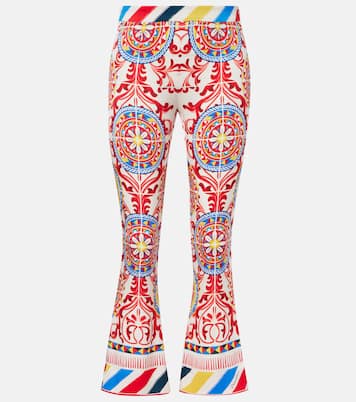 Cropped printed silk-blend flared pants | Dolce&Gabbana