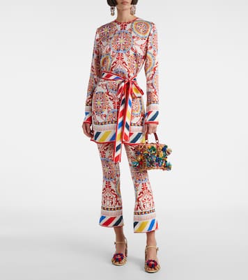 Cropped printed silk-blend flared pants | Dolce&Gabbana