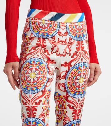 Cropped printed silk-blend flared pants | Dolce&Gabbana