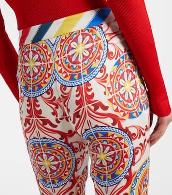 Cropped printed silk-blend flared pants | Dolce&Gabbana