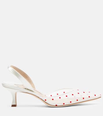 Carolyne 50 polka-dot mesh slingback pumps | Manolo Blahnik