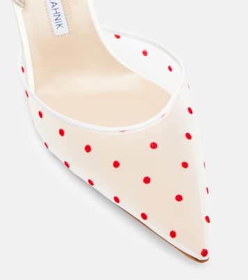 Carolyne 50 polka-dot mesh slingback pumps | Manolo Blahnik