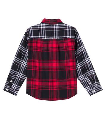 Colorblock plaid cotton shirt | Stella McCartney Kids
