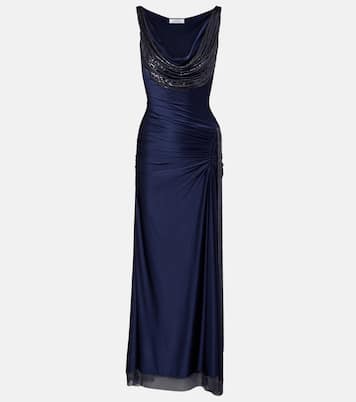 Verziertes Maxikleid aus Satin | Rabanne