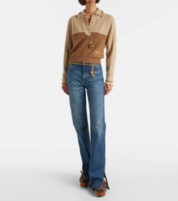 Mules compensées Jeannette en daim et shearling | Chloé