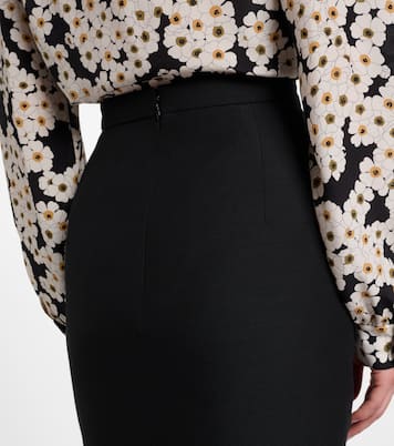 Crepe Couture feather-trimmed midi skirt | Valentino