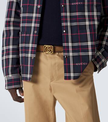Double G reversible suede and leather belt | Gucci