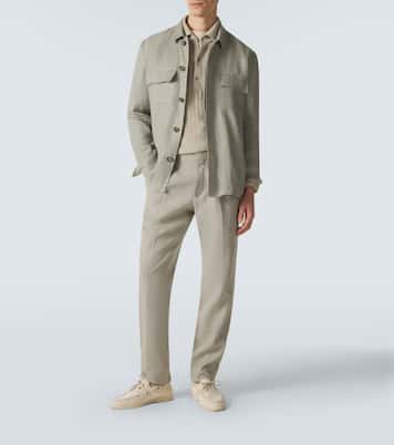 Pantalon chino en lin, coton et soie | Lardini