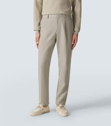 Pantalon chino en lin, coton et soie | Lardini
