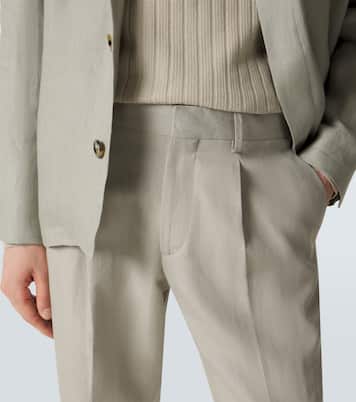Pantalon chino en lin, coton et soie | Lardini