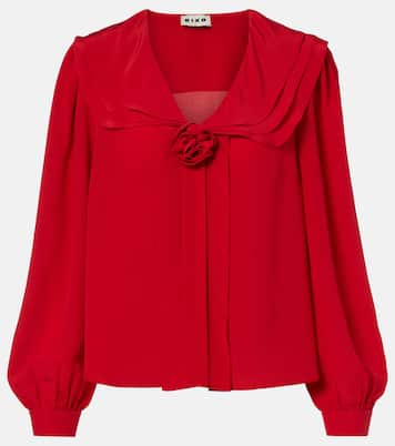 Blusa Emelin in seta con applicazione floreale | Rixo