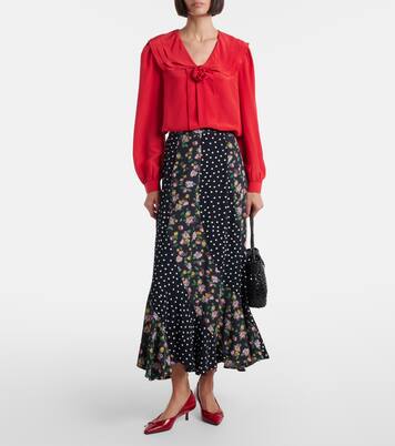 Blusa Emelin in seta con applicazione floreale | Rixo