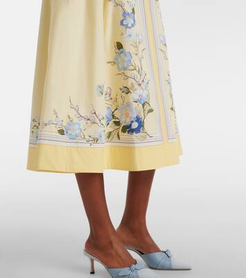 Vestido midi de popelín de algodón estampado floral | Self-Portrait