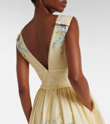 Vestido midi de popelín de algodón estampado floral | Self-Portrait