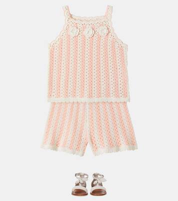Mekylane crochet striped cotton shorts | Louise Misha