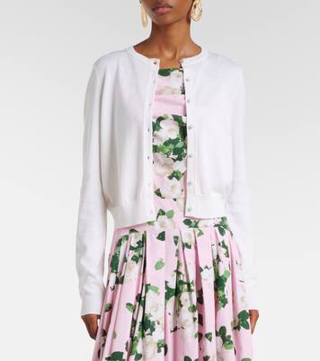 Cardigan cropped in seta e cotone | Carolina Herrera