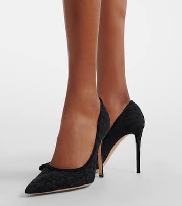 Claudia suede-trimmed lace pumps | Gianvito Rossi