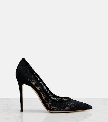 Claudia suede-trimmed lace pumps | Gianvito Rossi