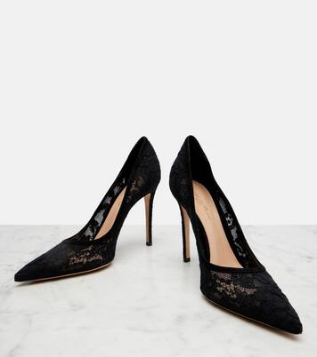 Claudia suede-trimmed lace pumps | Gianvito Rossi